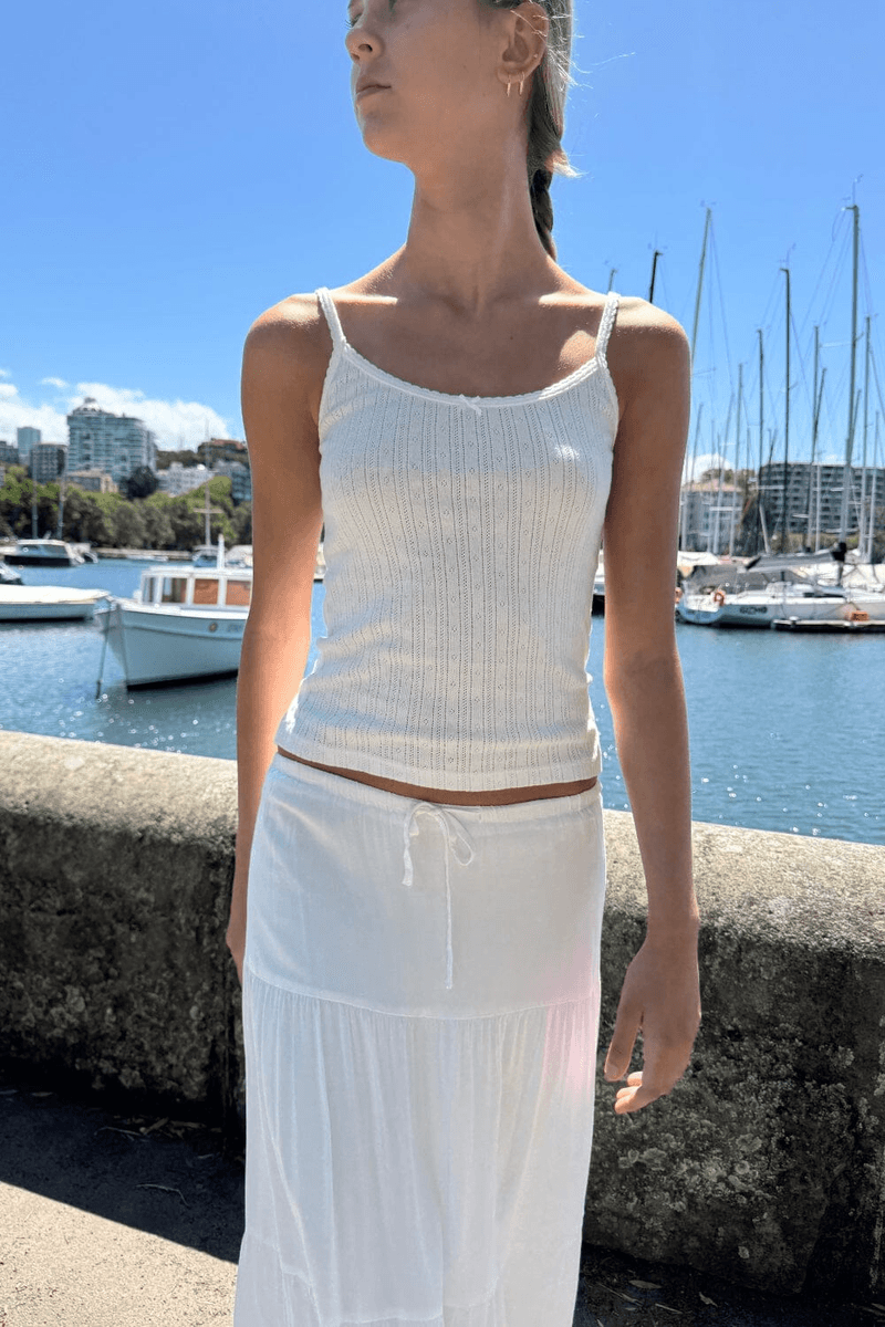 Brandy Melville Skylar Eyelet Tank Bílá