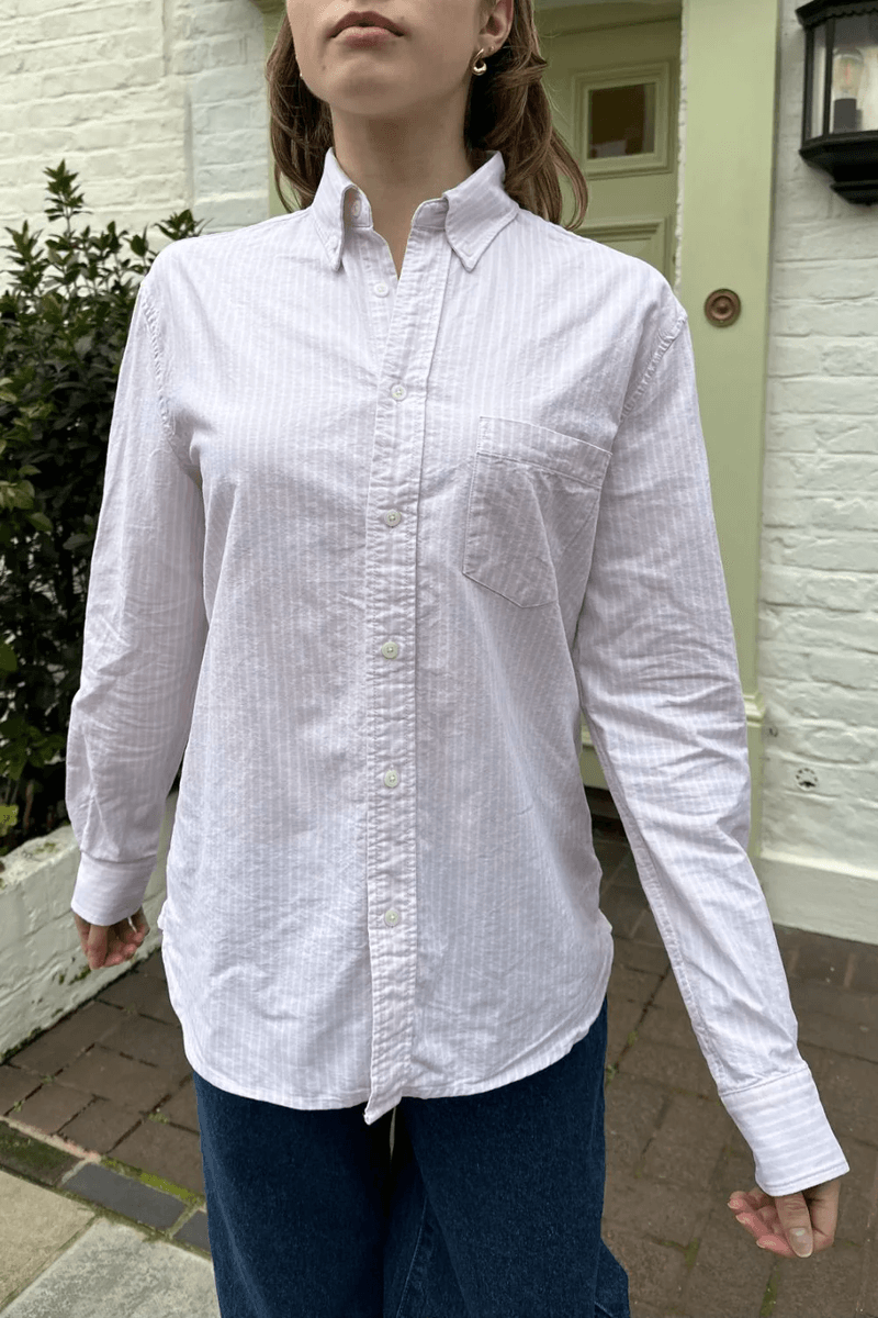 Brandy Melville Stephanie Stripe Top Garis-garis Merah Muda Dan Putih