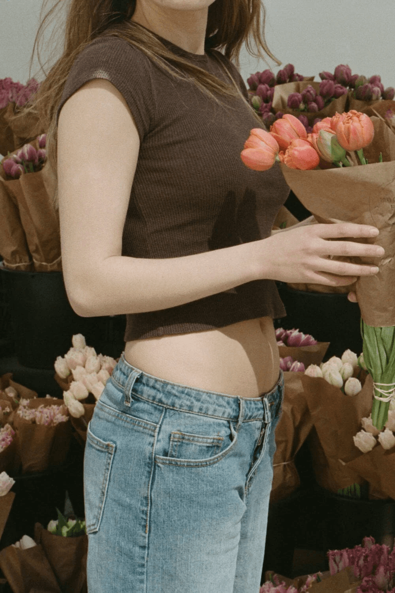 Brandy Melville Ashlyn Thermal Top Brown