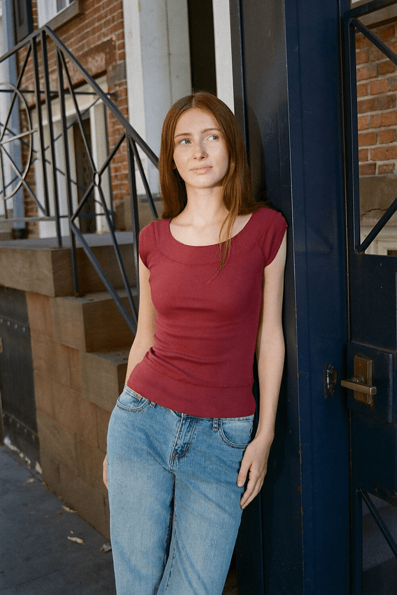 Brandy Melville Ginny Top Burgundy