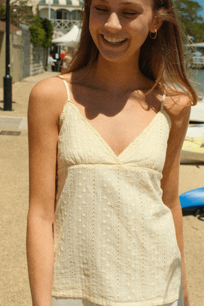 Brandy Melville Edith Pointelle Tank Pastel žltá