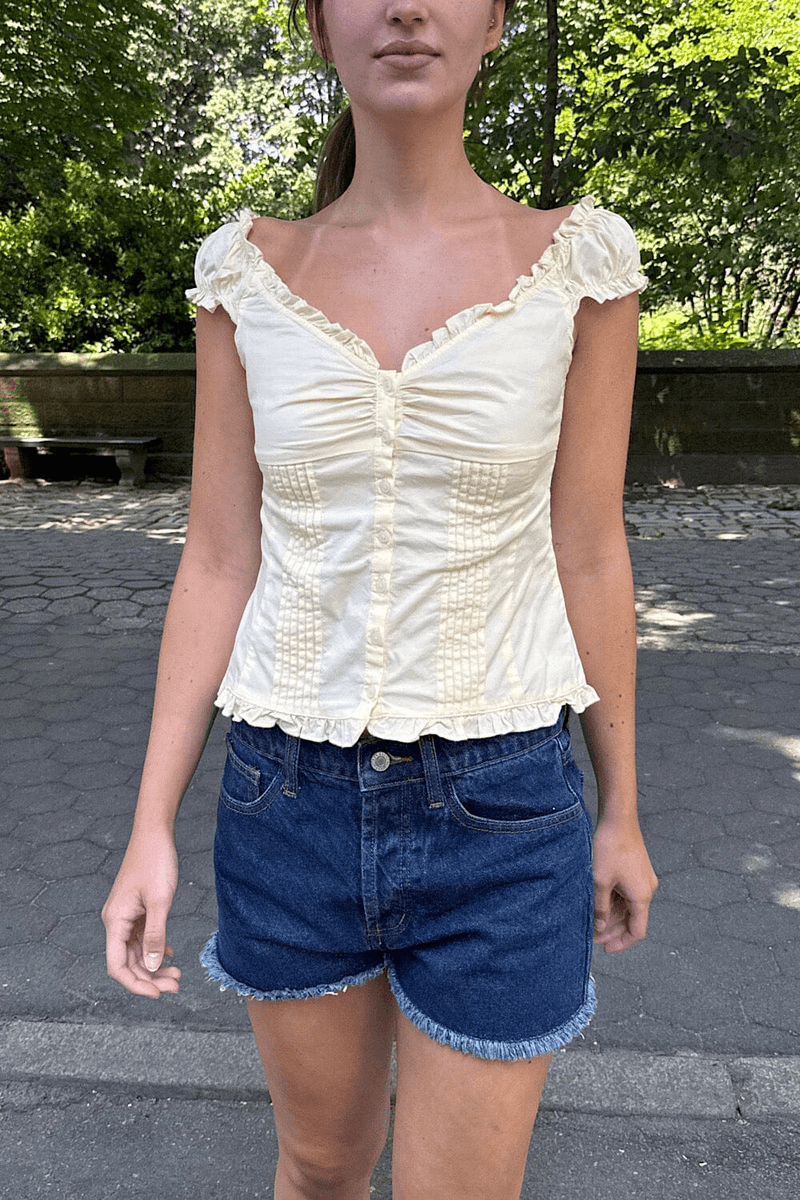 Brandy Melville Elena Top Pastel žlutá