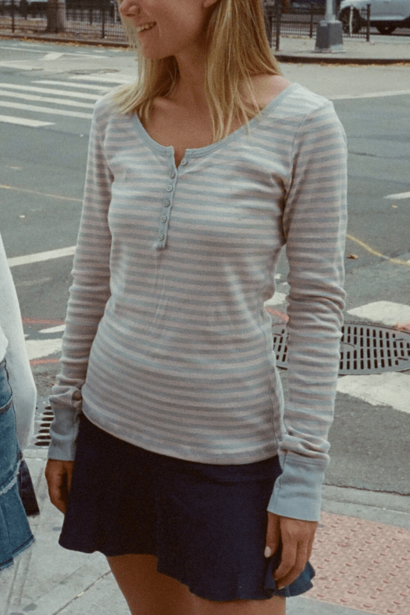 Brandy Melville Zelly Striped Top Lilac Dan Pink Muda Dengan Garis