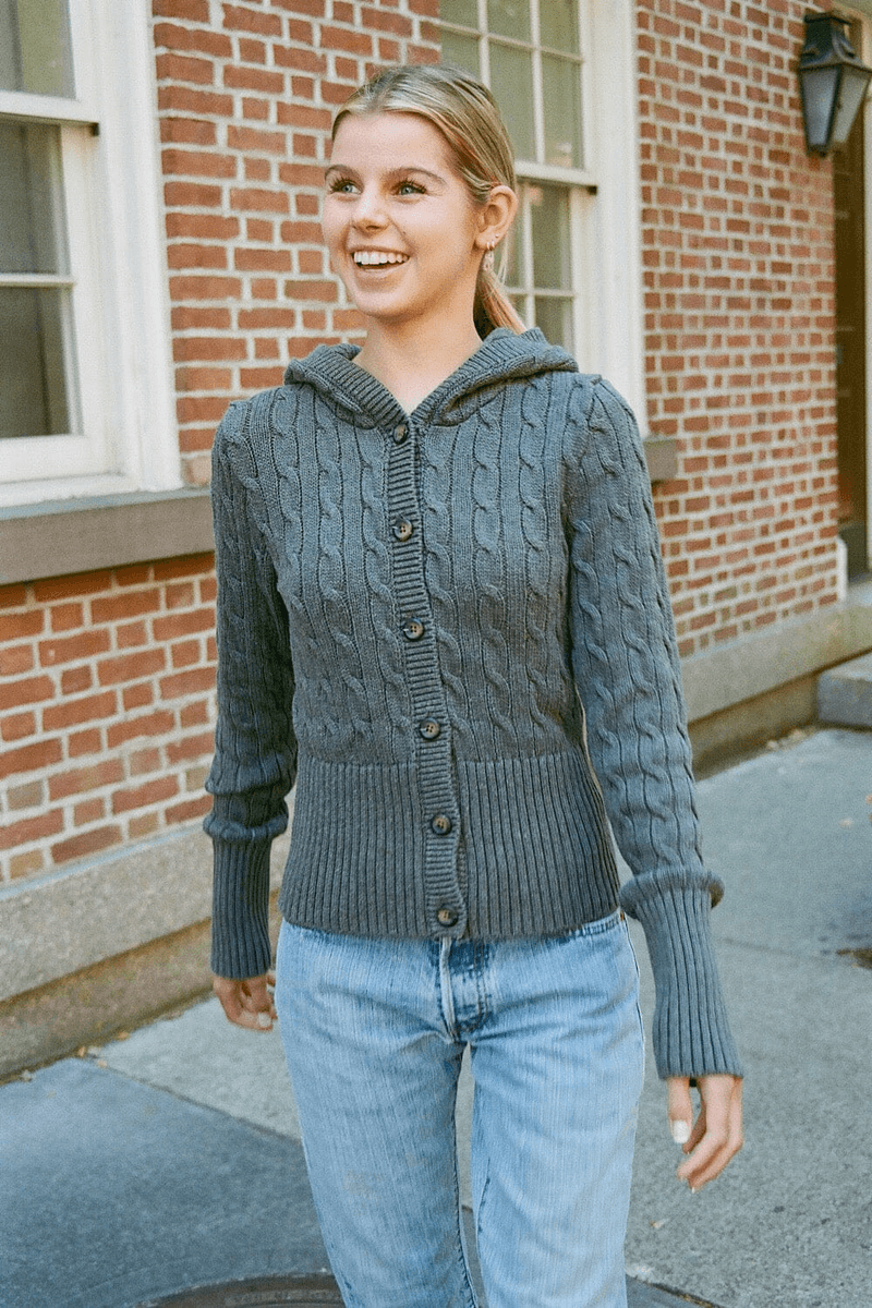 Brandy Melville Aura Pletený Kardigan Tmavě šedý