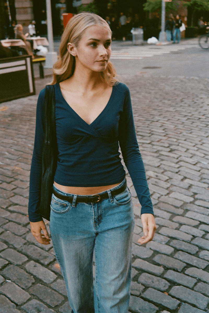 Brandy Melville Amara Top Azul Marinho