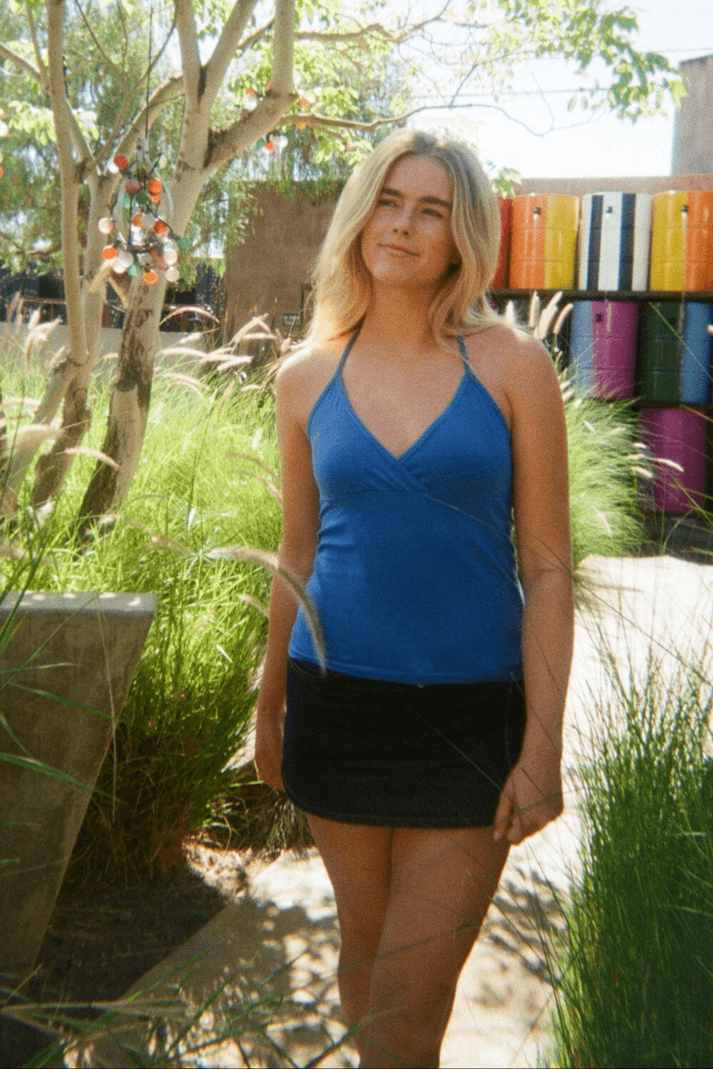 Brandy Melville Josie Halter Top Kobaltově Modrá