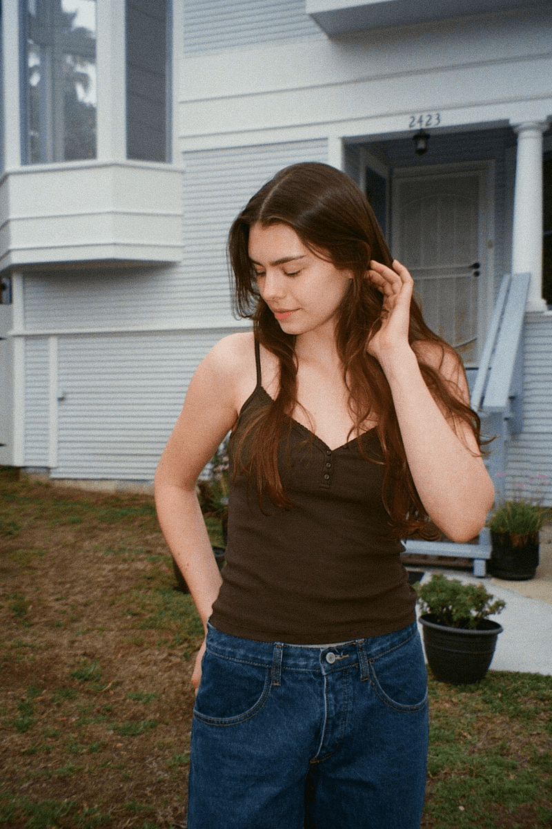 Brandy Melville Lorene Gombos Felső Mocha