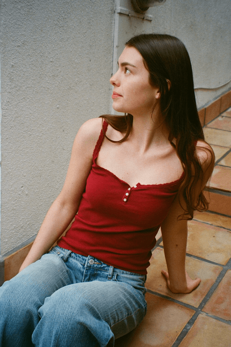 Brandy Melville Amaya Csipke Top Bordó