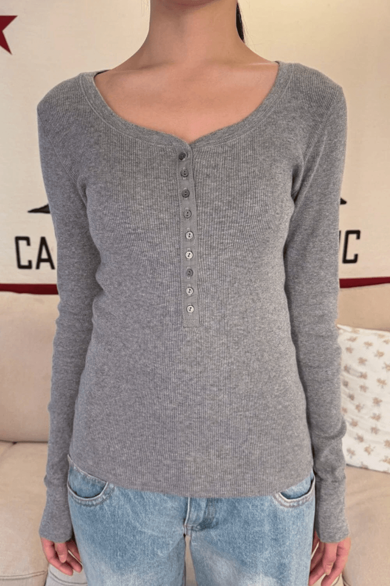 Brandy Melville Zelly Geribbelde Top Asgrijs