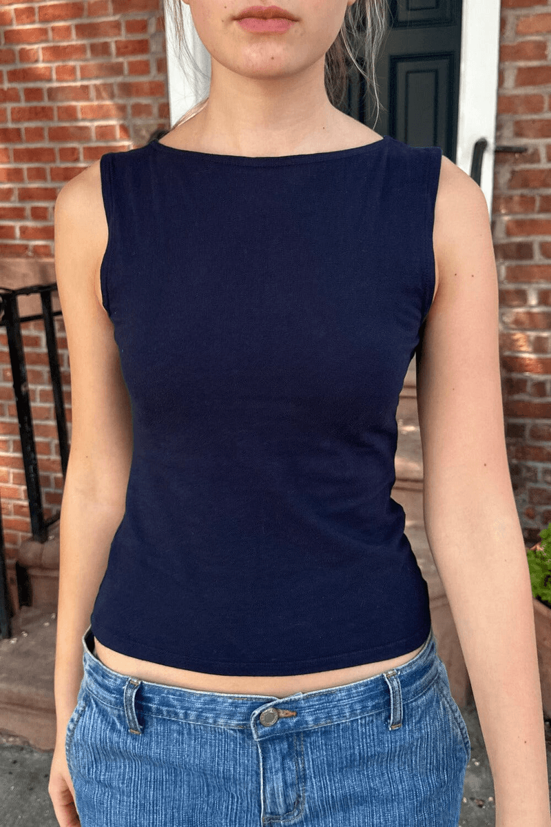Brandy Melville Kathleen Basic Tank Tamsiai Mėlyna "neįjungti"