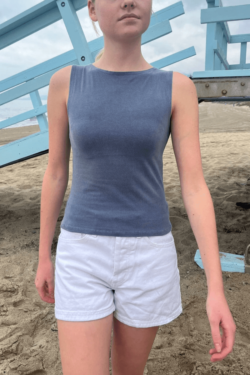 Brandy Melville Kathleen Pagrindinis Marškinėliai Išblukusi Mėlyna