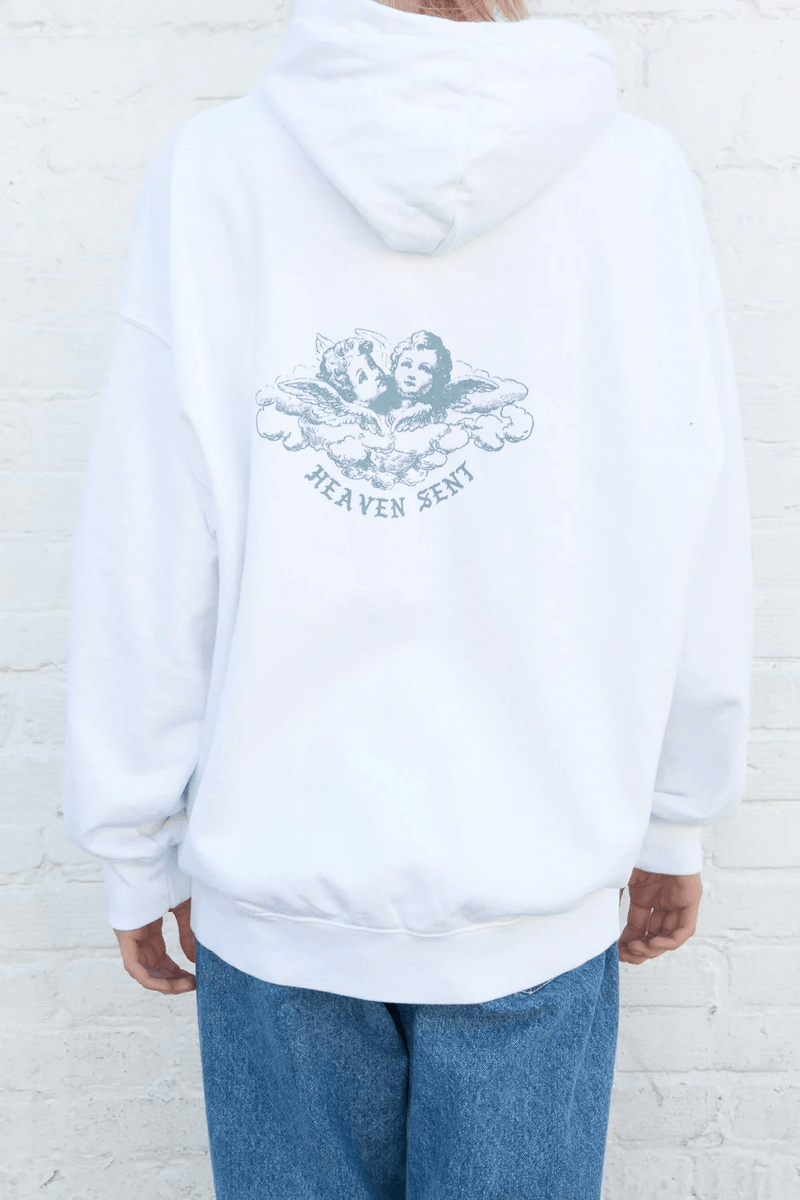 Brandy Melville Christy Heaven Sent Kapüşonlu Beyaz