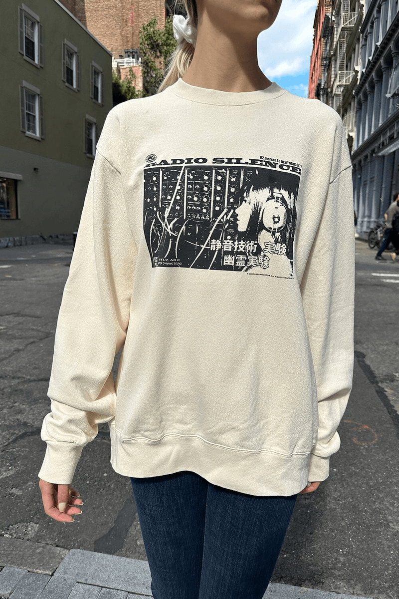 Brandy Melville Erica Radyo Sessizliği Sweatshirt Fildişi