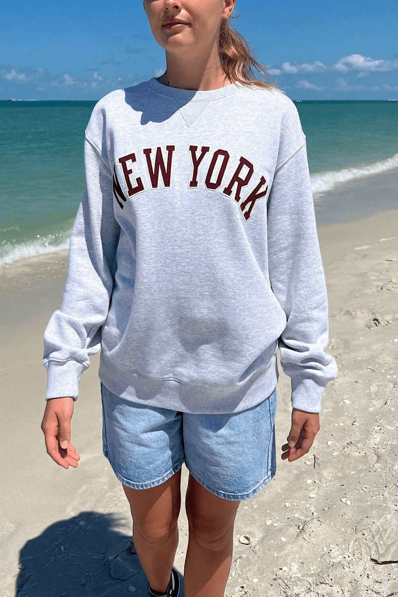 Brandy Melville Erica New York Sweatshirt Gümüş Gri