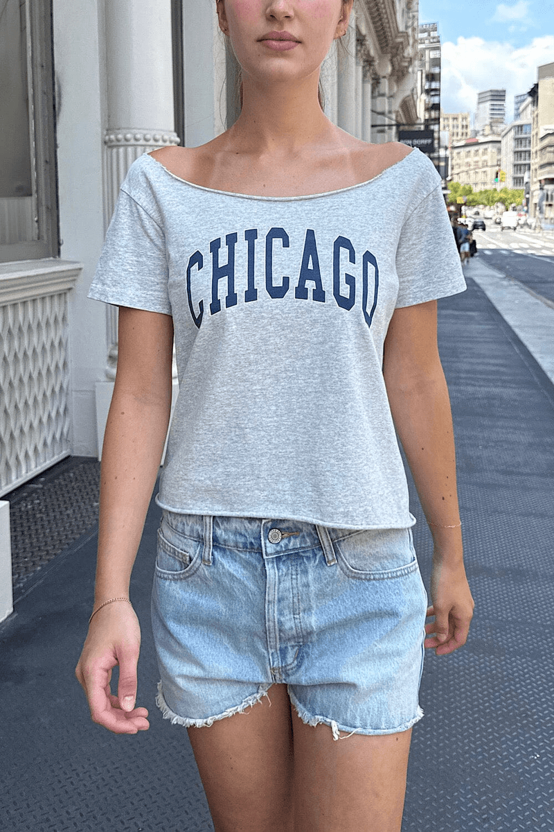 Brandy Melville Robyn Chicago Top Stříbrně šedá