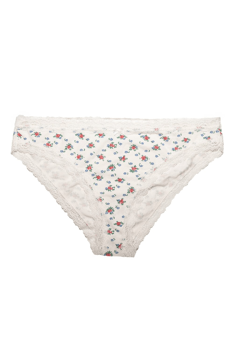 Sous-vêtements En Dentelle Florale Blanc Avec Des Fleurs Rouges Et Bleues De Brandy Melville