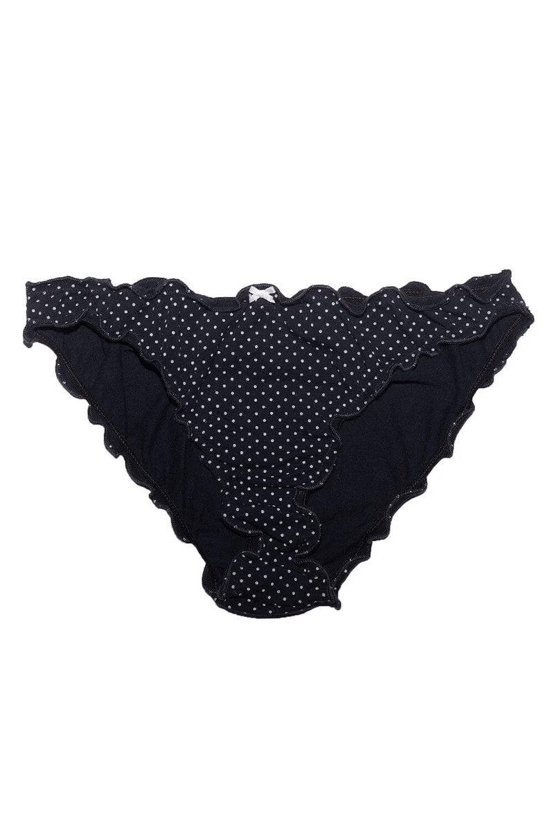 Brandy Melville Pois à Pois Bord Scallop Nœud Sous-vêtements Marine Blanc Pois à Pois