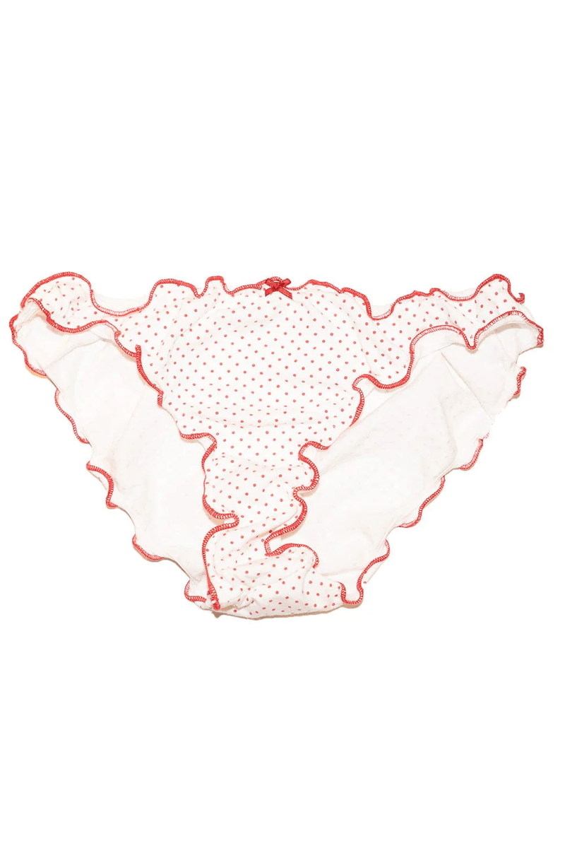 Brandy Melville Puntíky Scallop Mašle Spodní Prádlo Bílé A červené Puntíky