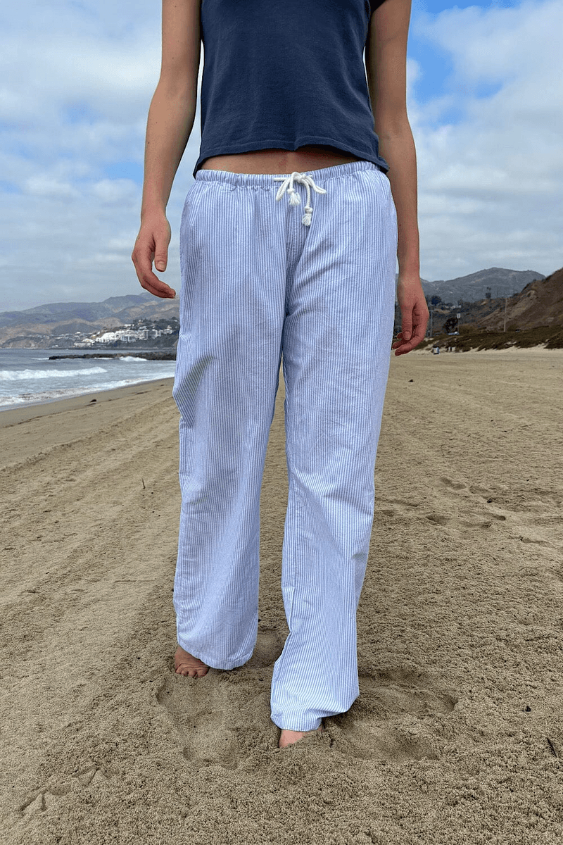 Brandy Melville Anastasia Pants Biru Muda Dan Garis Putih