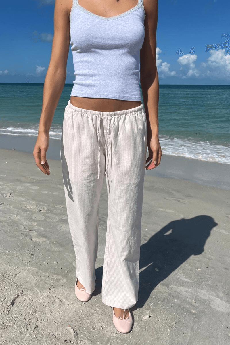 Brandy Melville Anastasia Celana Garis-garis Merah Muda Dan Putih