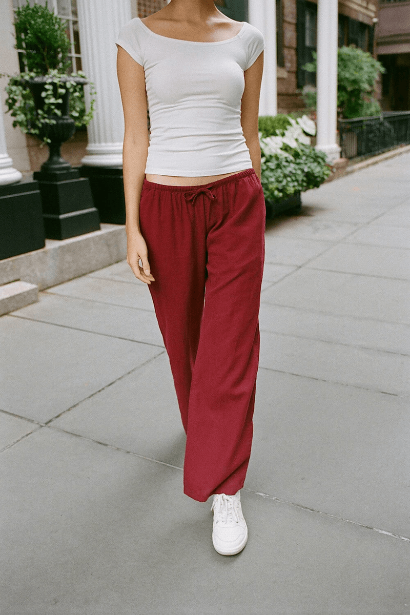Brandy Melville Nanda Pants Burgundy
