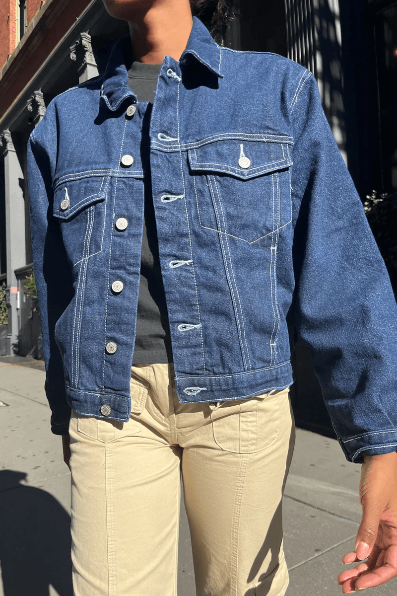 Brandy Melville Kaylee Dark Wash Denim Jacket Dark Denim