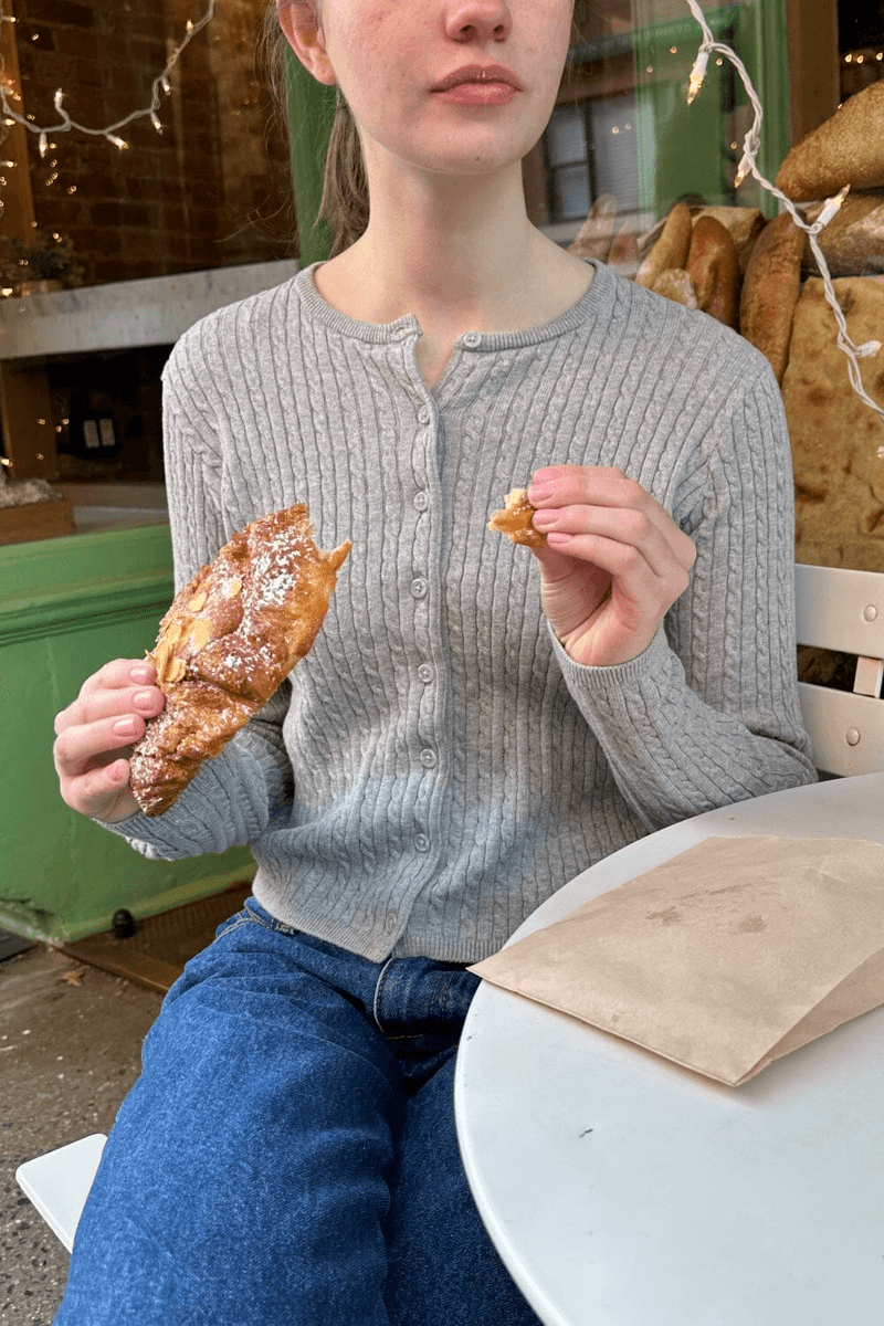 Brandy Melville Zoe Pletený Cardigan Heather Grey