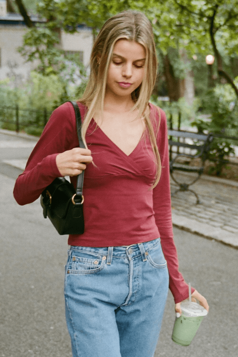 Brandy Melville Amara Top Bordeaux